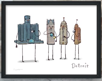 Coffee with Detroit- giclée fine art print