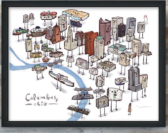 Columbus, Ohio Skyline- giclée fine art print.