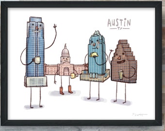 Austin Skyline giclée fine art print