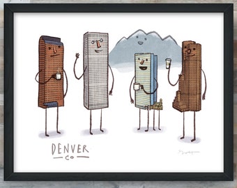 Denver Skyline digital Art Print