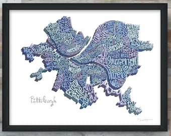 Pittsburgh Neighborhoods giclée fine Art Print
