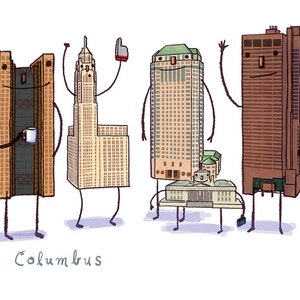 Columbus, OH skyline giclée fine art print Coffee With Columbus image 2