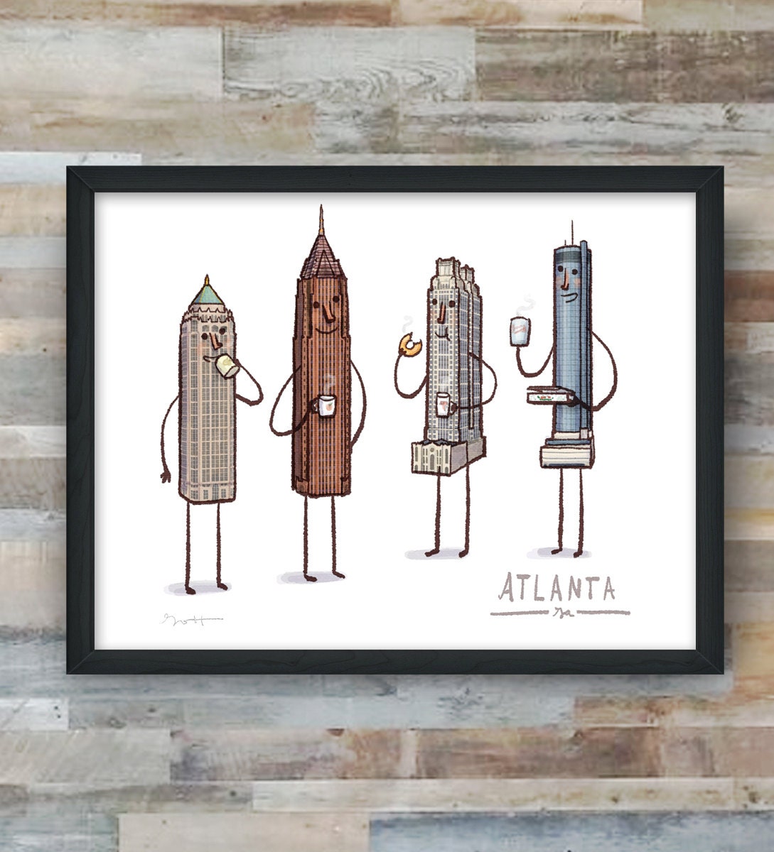 Atlanta Skyline- digital art print- Coffee with Atlanta