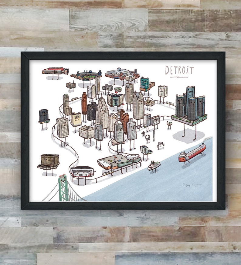 Detroit Skyline digital art print image 1