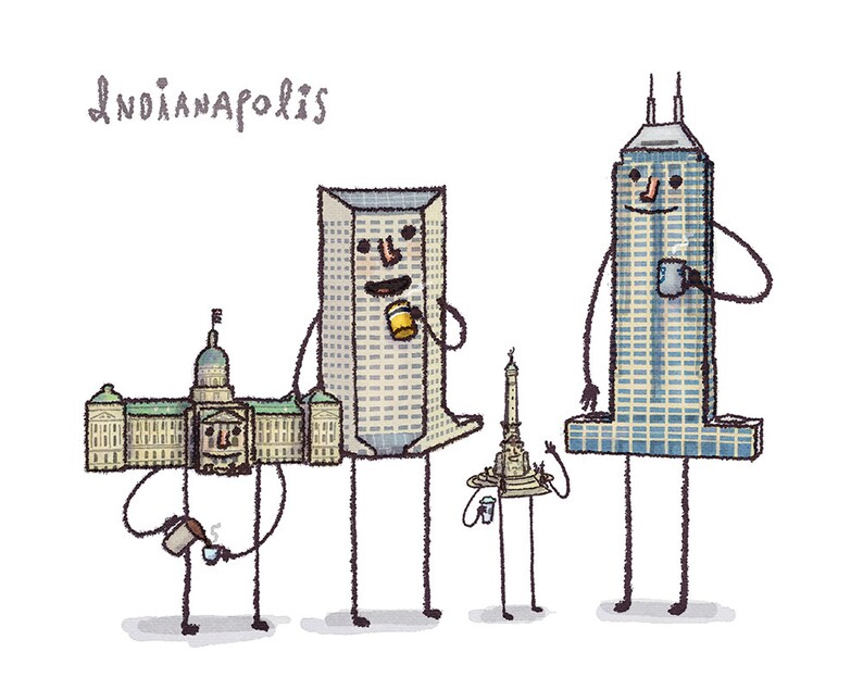 Indianapolis coffee digital art print image 2