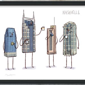 Nashville Skyline- digital art print- Coffee with Nashville TN