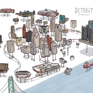 Detroit Skyline digital art print image 2