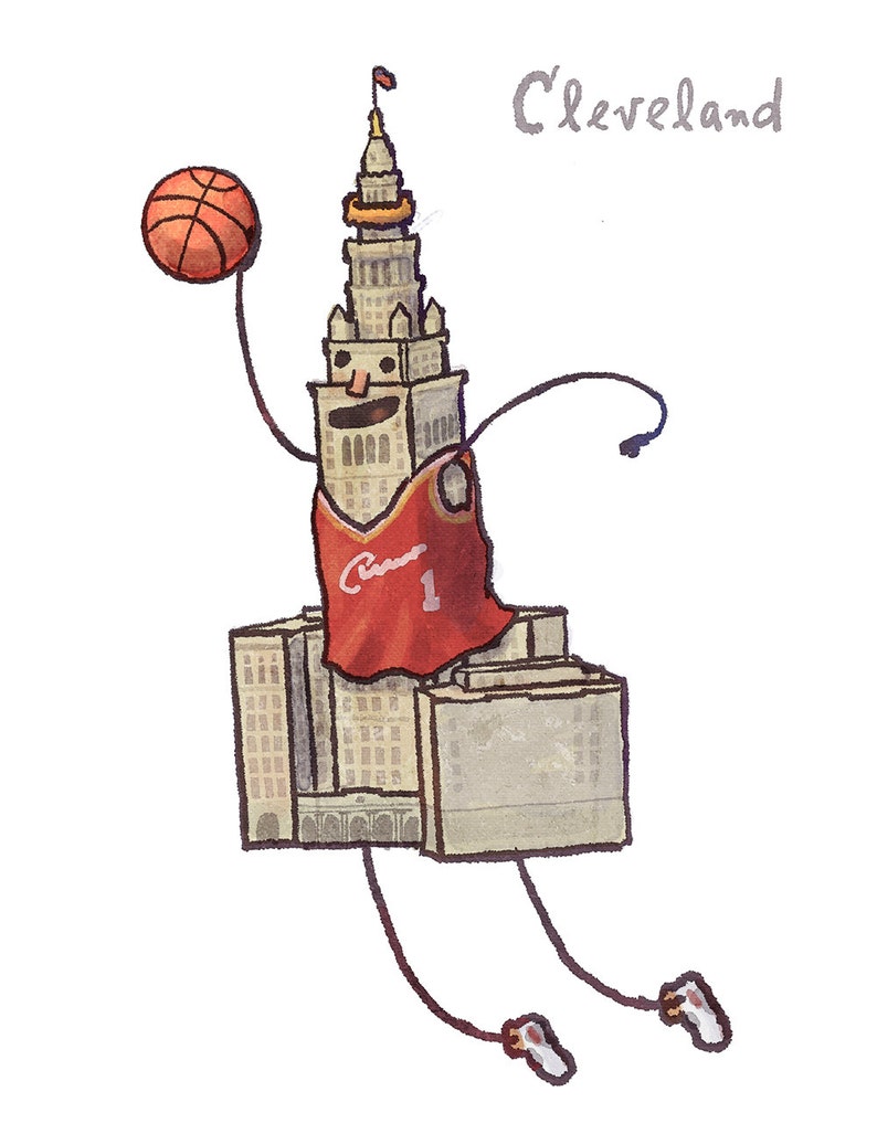 Cleveland Terminal Tower Basketball giclée fine art print image 2