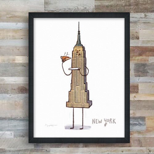 NYC Empire State Pizza Digital Art Print Etsy