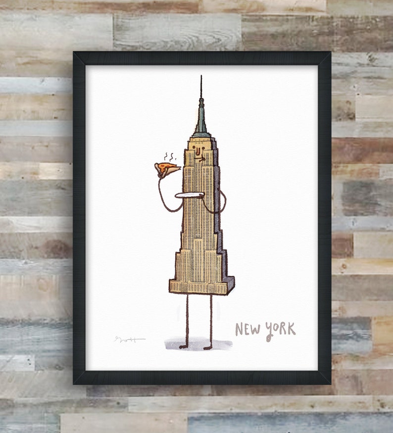 NYC Empire State Pizza giclée fine art print image 1