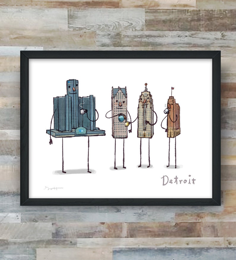 Coffee with Detroit digital art print image 1