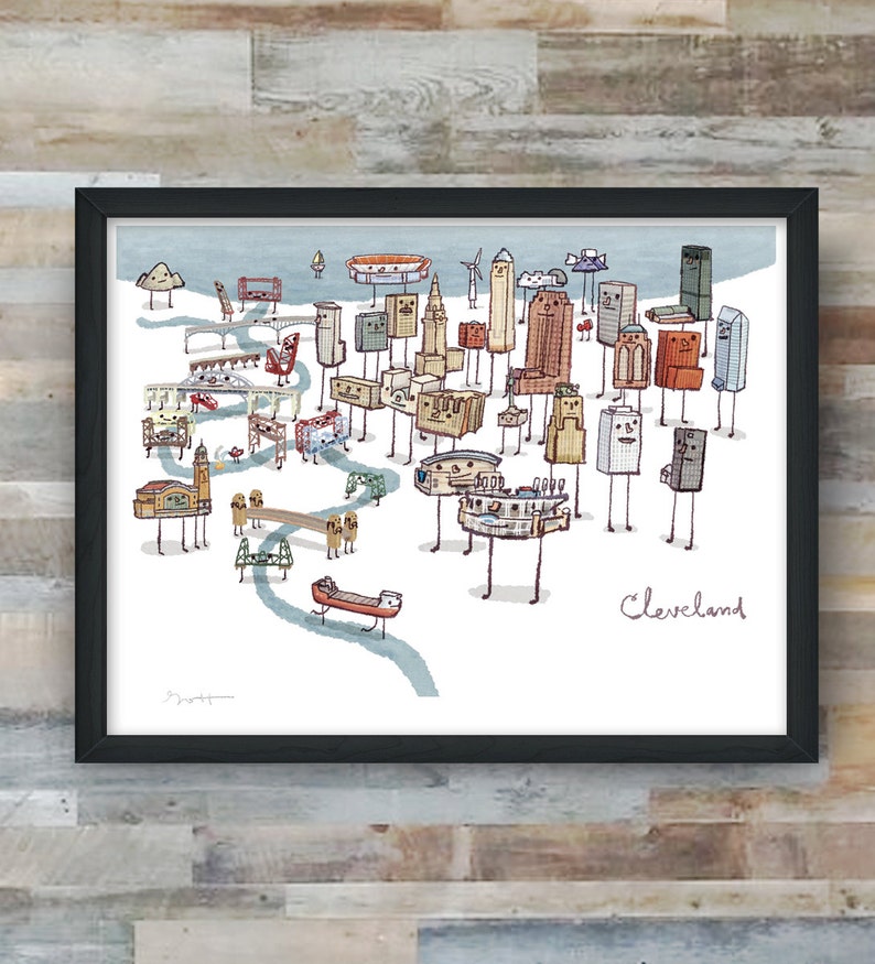 Cleveland Bridges and Skyline giclée fine art print image 1