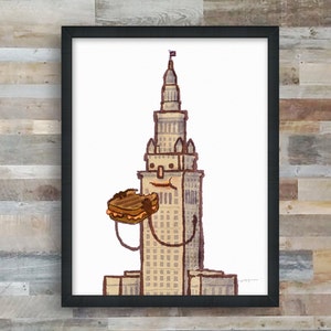 Terminal Tower eating a grilled cheese sandwich. digital art print