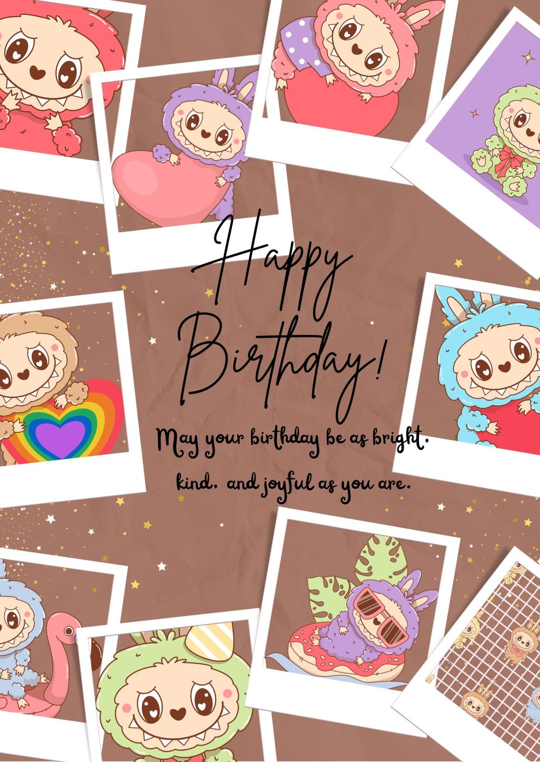 Labobo Birthday Cards – Printable PDF Set of 10 – A5 & A6 Sizes – Cute ...