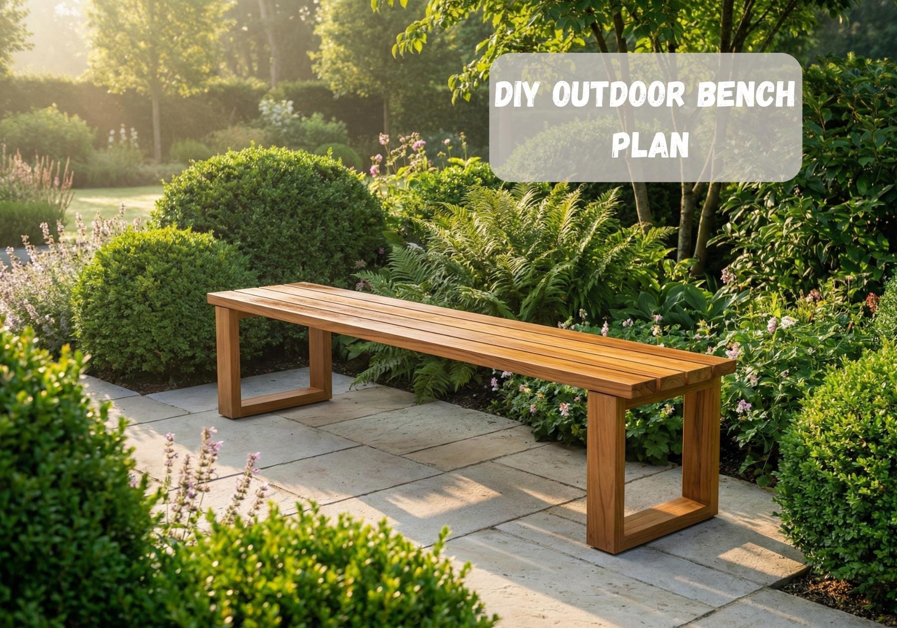 Modern Outdoor Bench Plans PDF | DIY Slat Garden Bench & Patio ...