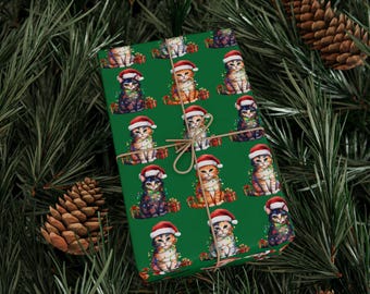 Cat Wrapping Paper, Christmas Packaging, Quality, Gift Wrap, Cat Lovers, Holiday Supplies, Festive, Christmas, Christmas Cats, Custom Gift