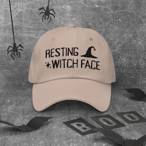 Resting Witch Face Hat • Funny Halloween Dad Hat for Women • Witchy Fall Baseball Cap • Spooky Season Aesthetic Embroidered Hat
