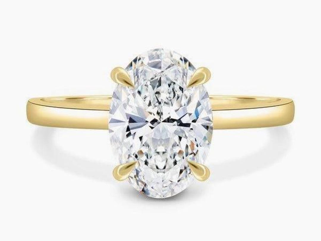 Diamond L Rgv 1ct Oval Diamond Engagement Ring: 18k Yellow Gold Solitaire - Etsy