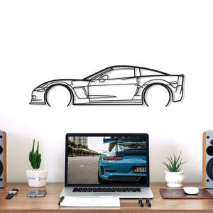 Corvette C6 Z06 Detailed Metal Car Silhouette Wall Art, Metal Wall Art Decor, Gift For Car Lovers, Car Guy Gifts Car Gift For Him