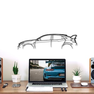 Civic Type R FK8 Klassische Metallauto-Silhouette-Wand-Kunst, Metallwand-Kunst-Dekor, Geschenk für Auto-Liebhaber, Auto-Typ Geschenke, Auto-Geschenk für ihn