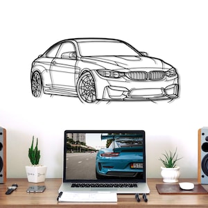 M4 F82 Front Angle Car Silhouette Wall Art, Metal Wall Art Decor, Gift For Car Lovers, Car Guy Gifts, Car Gift For Him
