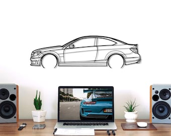 C63 AMG Detailed Metal Car Silhouette Wall Art, Metal Wall Art Decor, Gift For Car Lovers, Car Guy Gifts, Car Gift For Him