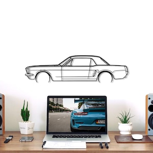 Mustang coupe 1966 Detailed Car Silhouette Wall Art, Metal Wall Art Decor, Gift For Car Lovers, Car Guy Gifts, Car Gift For Him