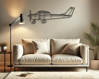 Arte de pared de metal con silueta de avión Cessna 150, decoración de pared, regalo para piloto, colgante de pared de avión para oficina, hangar o cueva de hombre.