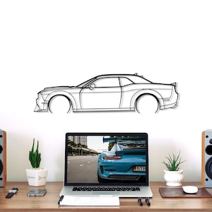 Challenger SRT Metal Car Silhouette Wall Art, Metal Wall Art Decor, Gift For Car Lovers, Car Guy Gifts, Car Gift For Him