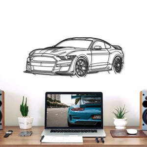 Mustang Shelby GT500 2021 Angle Metal Car Silhouette Wall Art, Metal Wall Art Decor, Gift For Car Lovers, Car Guy Gifts, Car Gift For Him