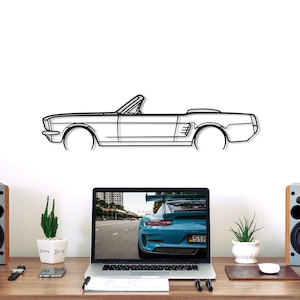 Mustang 1966 Convertible Detailed Metal Car Silhouette Wall Art, Metal Wall Art Decor, Gift For Car Lovers, Car Guy Gifts, Car Gift For Him