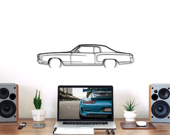 Arte mural con silueta de coche de metal Montecarlo de 1970, decoración de pared de metal, regalo para amantes de los coches, regalos para aficionados a los coches, regalo de coche para él