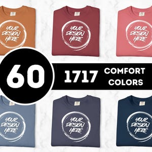 Comfort Colors 1717 T-Shirt Mockup Bundle: 60 Unisex Flatlay JPG Templates (Digital Download