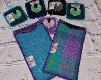 Etui na okulary Harris Tweed, oryginalne etui na okulary, wyściełana bawełną, ręcznie robione w Szkocji