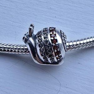 Sterling Silver Snail Charm Animal Bead for Bracelet Sparkly Snail Jewelry Cute Nature Charm Garden Lover Gift • Fits European bracelets