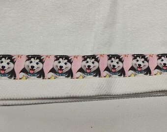 Siberian Husky dogs velour hand towel