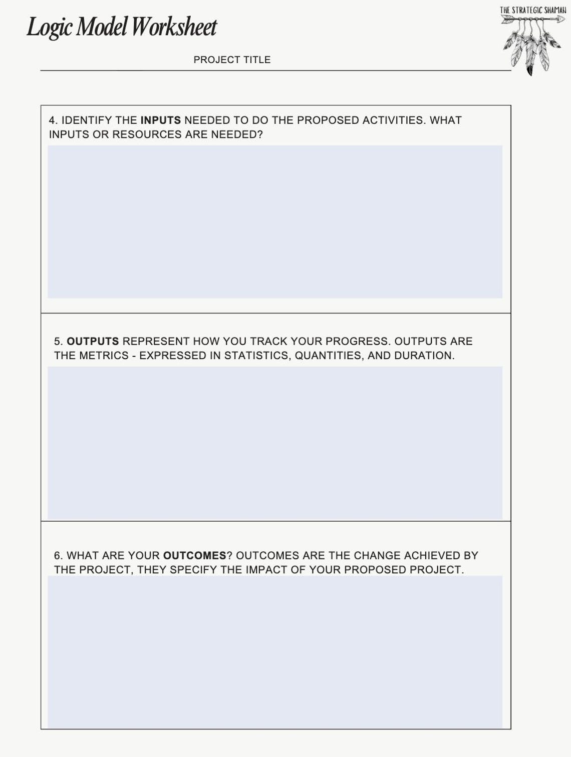 Logic Model Worksheet | Fillable + Printable Grant Writing Template ...