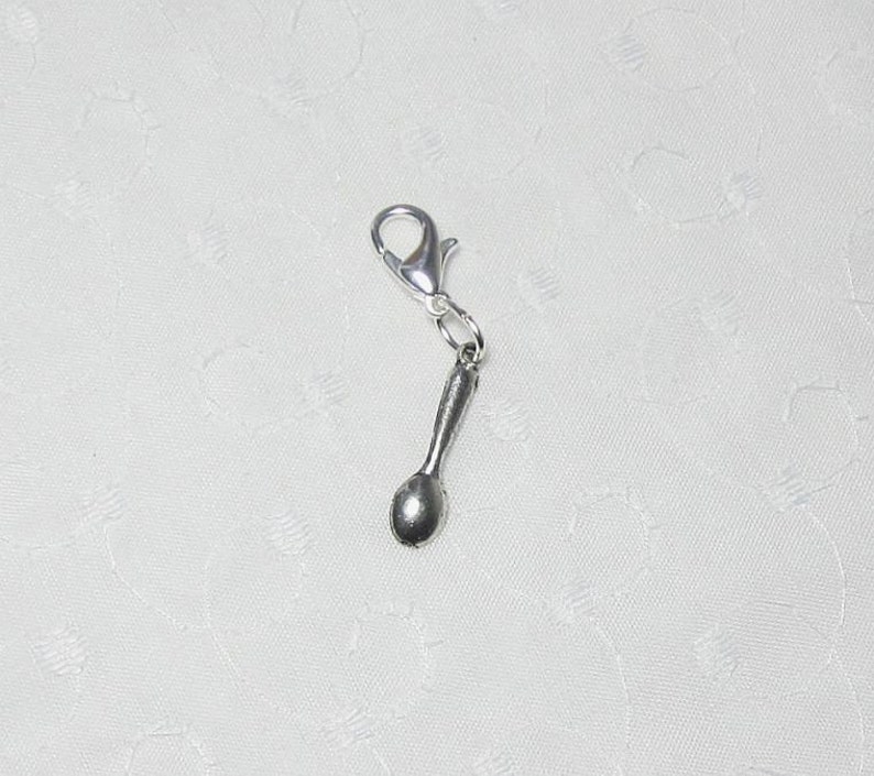 Tiny Silver Spoon Charm and Lobster Clasp Etsy