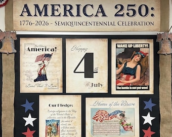 Patriotic Wall Art for School or Church Bulletin Board Classroom Digital Download America's 250th Anniversary Freedom