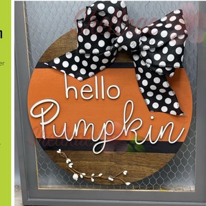 Fall Door Hanger Round, Hello Pumpkin, Wreath SVG, Glowforge SVG Laser Cut File Wood