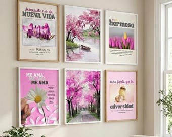 Arte Cristiano de pared Christian Wall Art Watercolor la acuarela Versículos de la Biblia Digital File Bible Phrases Frases Spring Primavera