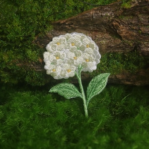 Hortensiapatch, bloem, wit, opstrijkbare appliqué, voor jeans, voor jas