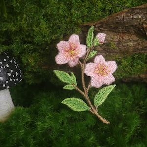 roze kersenbloesem, bloem, opstrijkapplicatie, voor jeans, voor jas