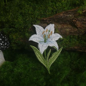 lily patch, flower patch, iron on applique, for jeans, for jacket