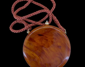 Vintage Tortoiseshell Round Minaudière Bag, Made in Italy Sculptural Evening Purse