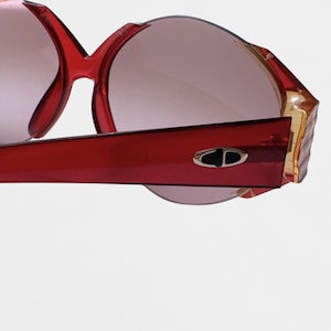 Vintage Christian Dior 2397 Sunglasses, Ruby Red Oval Frames, 1988 Eyewear