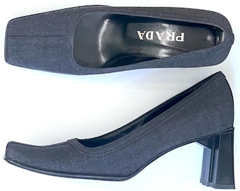 Vintage 90s PRADA square toe pumps