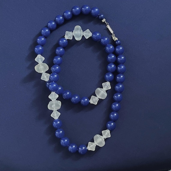 Vintage Pauline Rader Cobalt & Frosted Lucite Sta… - image 1
