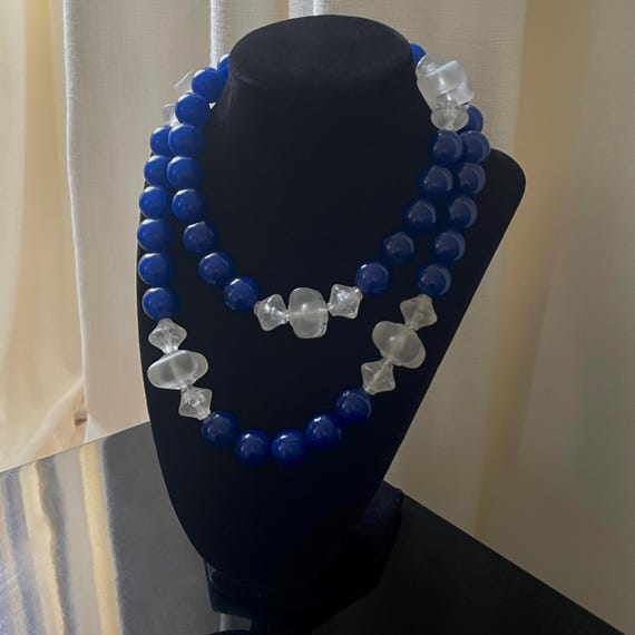 Vintage Pauline Rader Cobalt & Frosted Lucite Sta… - image 3