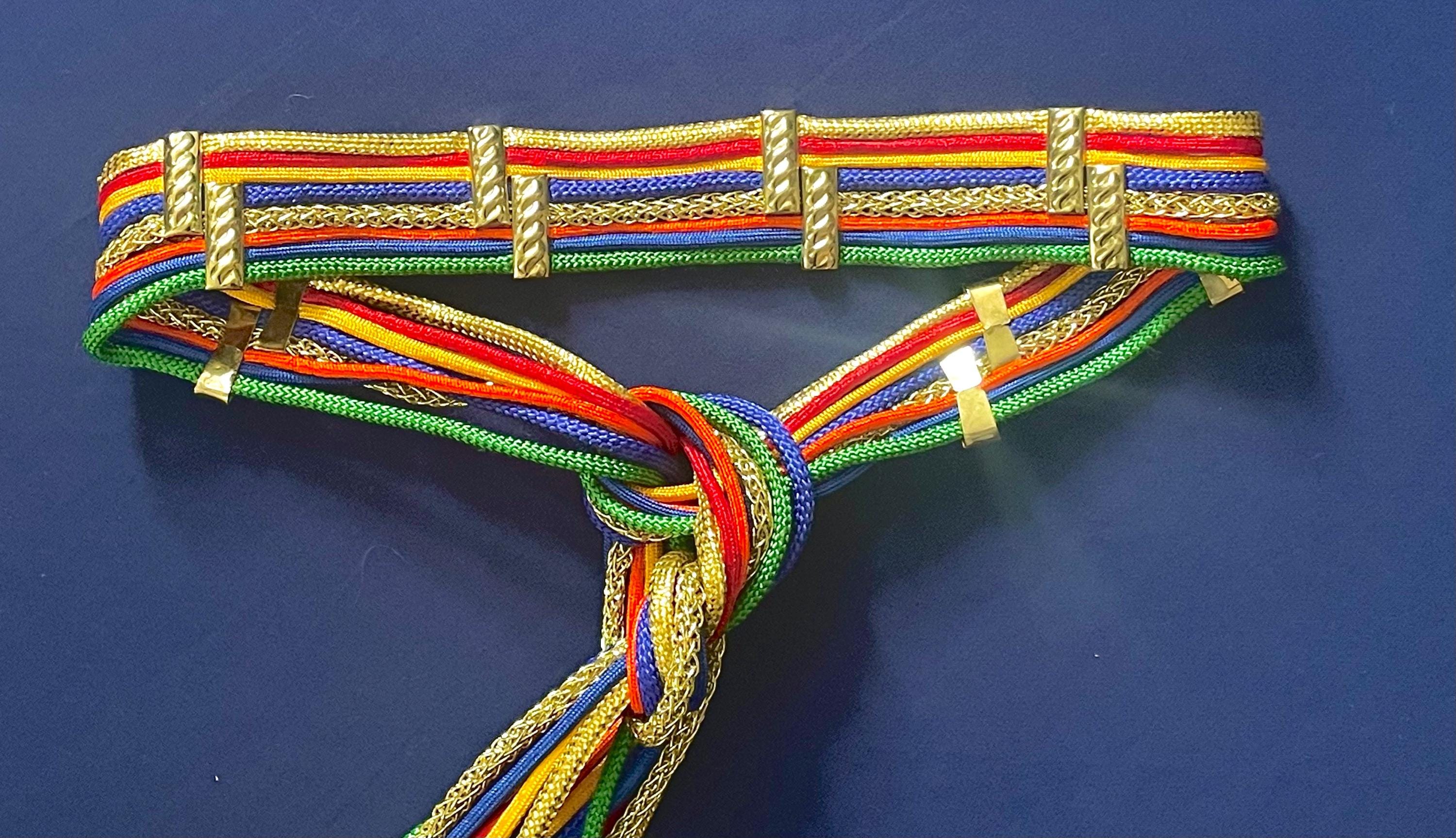 Vibrant Multicolor Vintage 80’s Woven Rope Belt with Gold Details 80s Braided Rope Belt - Etsy main image 3